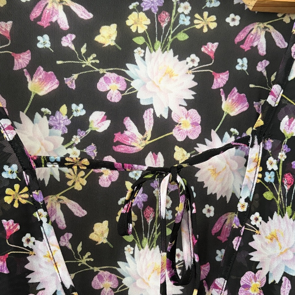 La Vie En Rose Floral Swim Coverup - Black and Lavender